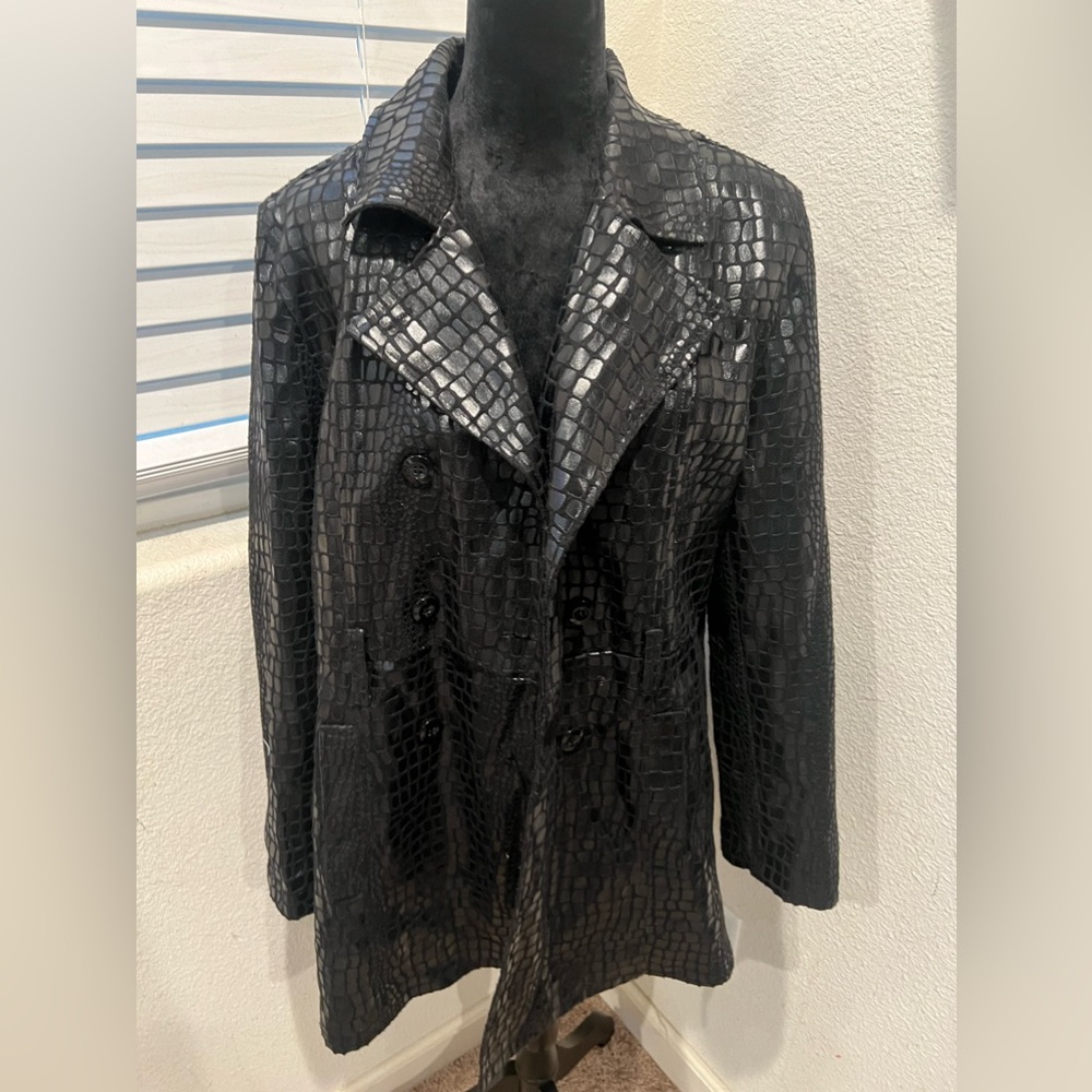 Selene Y2K 90s Faux‎ Croc Leather  Jacket Coat Streetwear